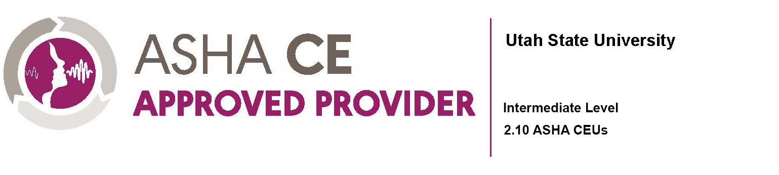 ASHA logo. CE Provider. 2.1 Intermediate CEUs.